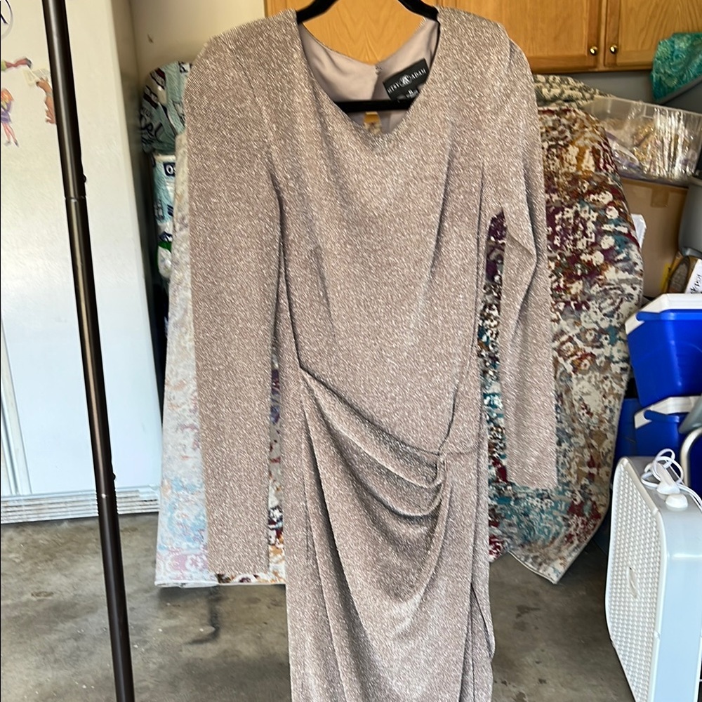 Elegant Silver Long-Sleeve Dress